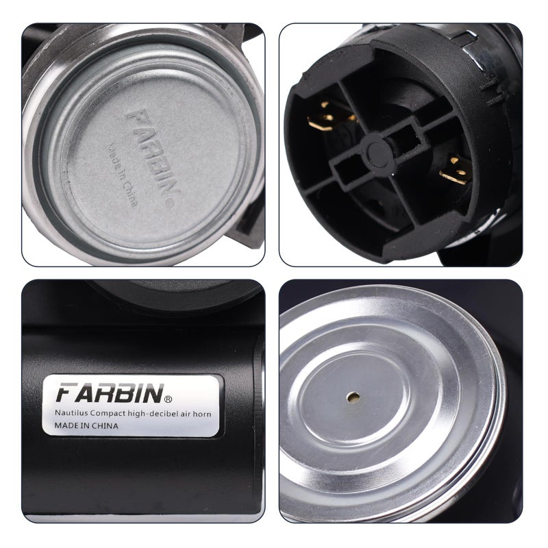 FARBIN مجموعة بوق هوائي FARBIN 12V 150db بوق عالي الصوت للسيارة/الشاحنة، مع مجموعة أسلاك ومفتاح دفع - Image 4